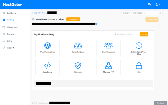 HostGator vs Bluehost vs SiteGround: The HostGator dashboard